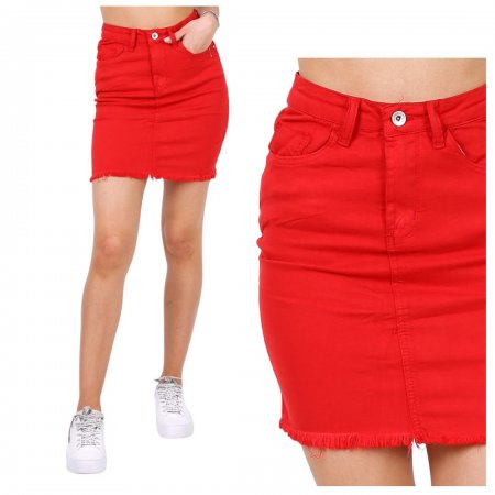 [P116] Czerwona jeansowa spódnica